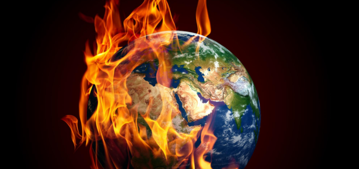 Image depicting the earth burning, concern about rising temperatures